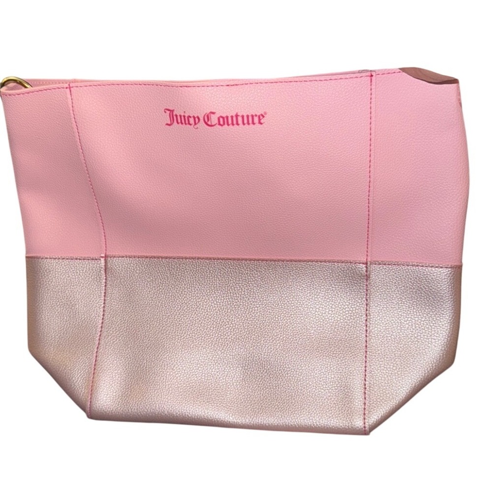 Juicy Couture Pink‎ & Rose Gold Faux Leather Tote Bag Purse Y2K Shoulder Bag